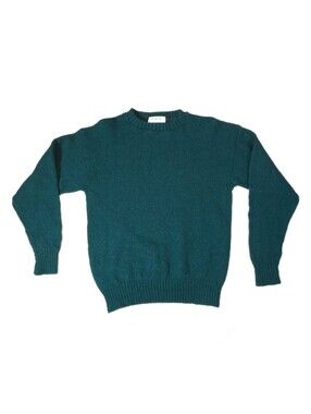 Vtg The Moors Lord Jeff 100% Shetland Wool Crewneck Sweater Dark Green S/M *READ